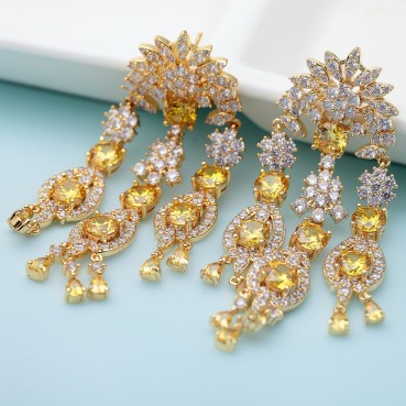 Earrings Korean style atmospheric fashion zircon earrings exaggerated big earrings star temperament