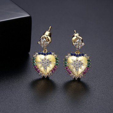 Boudoir temperament womens new gold-plated heart-shaped earrings Korean fashion simple earrings