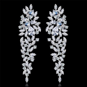 AAA zircon Ping poly earrings fashion bridal dinner European and American earrings earrings wholesale gifts