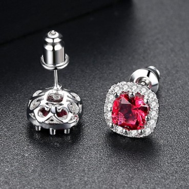 Simple Korean Fashion Zircon Inlaid Female Earrings Platinum Jewelry