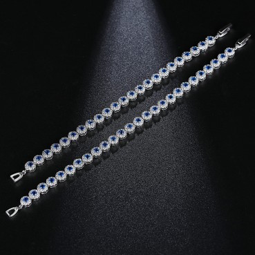 AAA zircon micro-inlaid blue scale bracelet, full of diamonds, fashion and simplicity, electroplated white gold