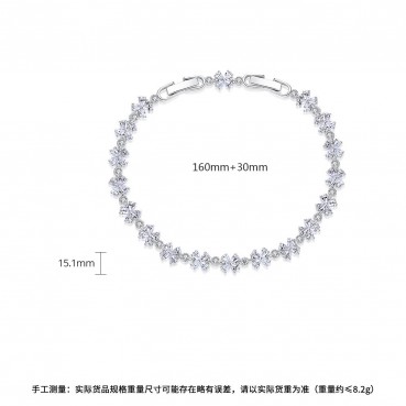 Platinum-plated European and American fashion temperament bracelet, personality female white copper inlaid zircon