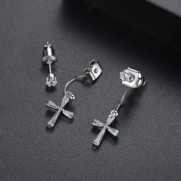 Sakura Weeping Earrings Copper Inlaid 3A Zircon Korean Version Creative Detachable Female Earrings Two-wear Earrings