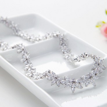 Electroplating platinum necklace Fashion bridal set decoration AAA zircon jewelry