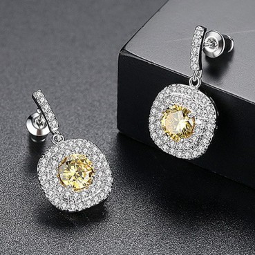 Autumn style word earrings copper inlaid 3A zircon fashion simple Korean version factory wholesale earrings for women