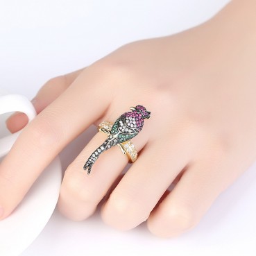 Seven-color bird ring AAA zircon color European and American style color bird female open ring