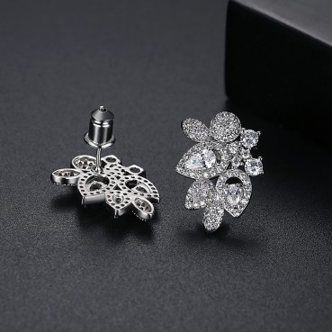 Qianye new European and American fashion copper inlaid zircon earrings womens sweet earrings factory wholesale