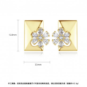 Golden Korean style inlaid zircon earrings Korean style fashion new earrings