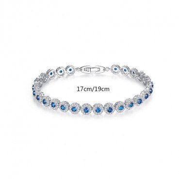 AAA zircon micro-inlaid blue scale bracelet, full of diamonds, fashion and simplicity, electroplated white gold