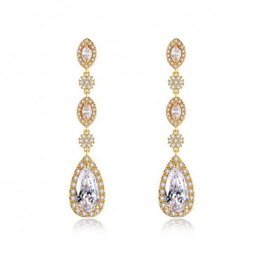 Zircon inlaid earrings, new personality fashion long drop earrings factory wholesale