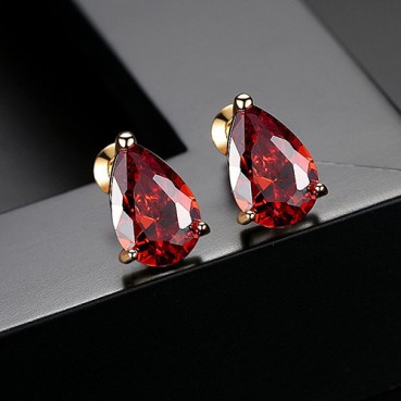 Lovers Tears AAA Zircon Earrings Water Drops 8*12 Zircon Champagne Gold Real Gold Plating Female