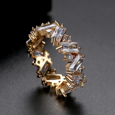 Ring European and American fashion color zircon rainbow ladies index finger ring 18k gold plated