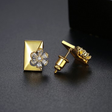 Golden Korean style inlaid zircon earrings Korean style fashion new earrings