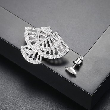 Dark night earrings AAA zircon asymmetric earrings fan-shaped earrings fashion ladies crystal jewelry