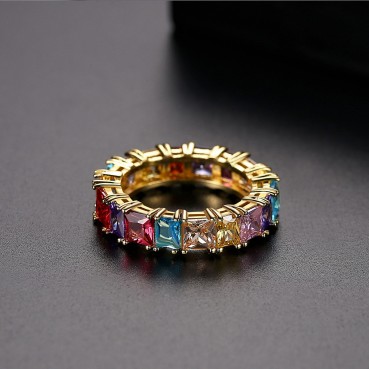 Caiyi rings European and American fashion ladies color copper inlaid zirconium ring ring manufacturers wholesale gifts