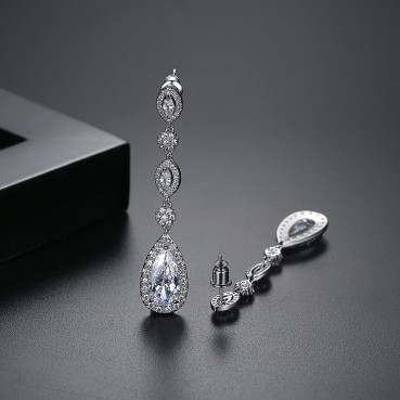 Zircon inlaid earrings, new personality fashion long drop earrings factory wholesale