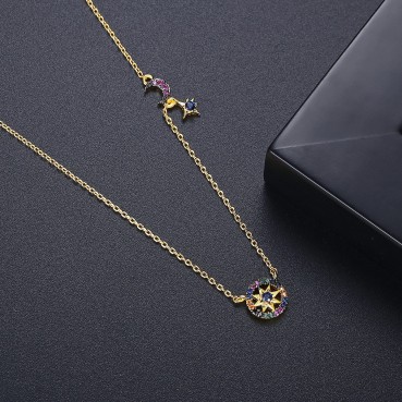 New style gold-plated copper inlaid zircon personality clavicle chain Fashion temperament womens necklace