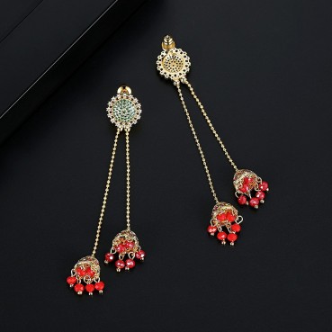 Jiaobi earrings European and American retro new long style ladies wind chimes banquet earrings fashion earrings gifts