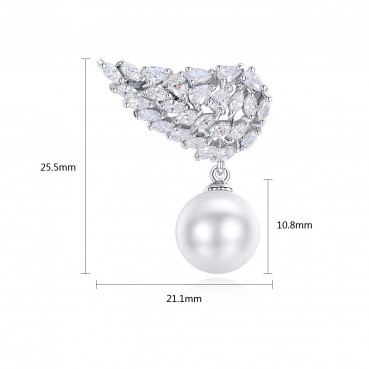 Feather Bead Earrings Platinum Plated Fashion AAA Zircon Wings Womens Pearl New Earrings