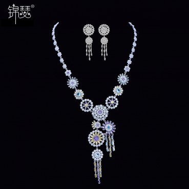 Falling Flower Set Necklace Fashion Set Dinner Bridal Jewelry Factory Wholesale Women