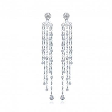 Falling Star Lake S925 Silver Needle Earrings Fashionable and fashionable zircon long tassel bridal earrings