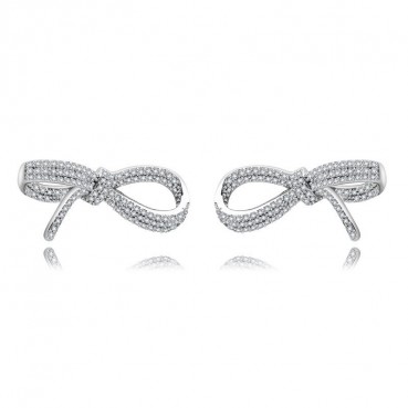 Lucky Bow Earrings Atmospheric Korean AAA Zircon Womens Earrings