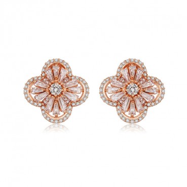 Nights little thought earrings Korean style popular four-leaf ladies earrings AAA zircon earrings factory wholesale