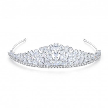 Palace style white fashion crown European and American wedding copper inlaid zircon fashion hair accessories