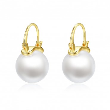 Personalized new female copper inlaid pearl earrings fashion temperament earrings