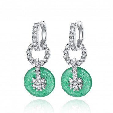 Powder makeup jade earrings AAA zircon green jade earrings earrings Korean new jewelry earrings gift women