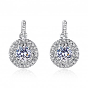 Psychedelic earrings AAA zircon temperament simple white collar earrings factory wholesale