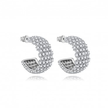 Stud Earrings Korean Style Compact and Popular Stud Earrings AAA Zircon Pavé