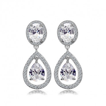 Water drop AAA zircon earrings factory wholesale simple and generous female commuter gift