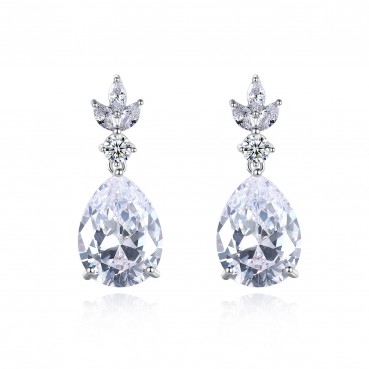 Womens new style AAA zircon water drop earrings Korean style explosion style fashion copper inlaid zircon factory