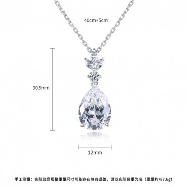 Womens new AAA zircon water drop necklace Korean style explosive fashion copper inlaid zircon factory wholesale