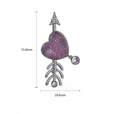 Picchute Arrow Brooch AAA Zircon New Korean Fashion Womens Heart-shaped Corsage Jacket Pin