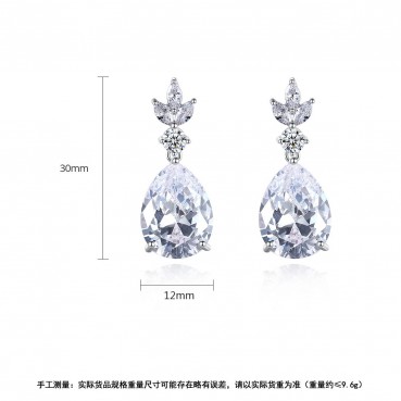 Womens new style AAA zircon water drop earrings Korean style explosion style fashion copper inlaid zircon factory