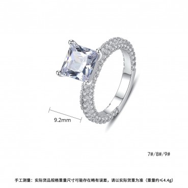 Ruonan diamond-shaped Korean fashion copper inlaid zircon ring female simple ring