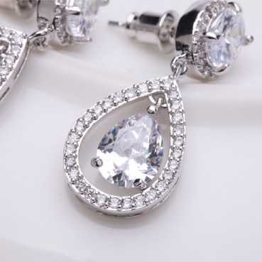 Water drop AAA zircon earrings factory wholesale simple and generous female commuter gift