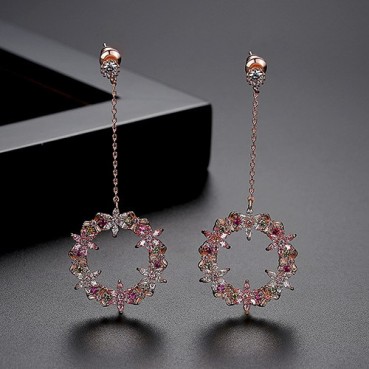 Korean fashion simple new zircon earrings sweet tassel gold-plated ear jewelry