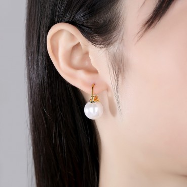 Personalized new female copper inlaid pearl earrings fashion temperament earrings