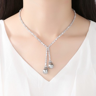 Necklace with AAA zircon inlaid, simple and fashionable long necklace, wholesale gift for women