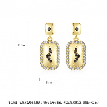 New style copper-inlaid zircon Korean womens earrings, stylish and stylish geometric earrings