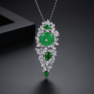 Nan Sheng necklace European and American temperament fashion banquet ladies green chalcedony long clavicle chain