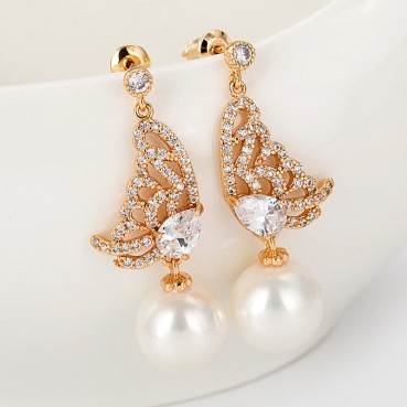 AAA zircon butterfly earrings Korean fashion ladies jewelry factory wholesale gifts