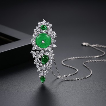 Nan Sheng necklace European and American temperament fashion banquet ladies green chalcedony long clavicle chain