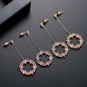 Korean fashion simple new zircon earrings sweet tassel gold-plated ear jewelry