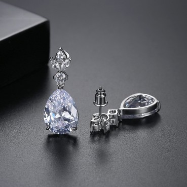 Womens new style AAA zircon water drop earrings Korean style explosion style fashion copper inlaid zircon factory