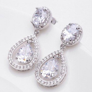 Water drop AAA zircon earrings factory wholesale simple and generous female commuter gift