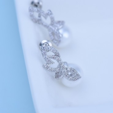 Earrings AAA zircon micro-inlaid pearls Korean style factory wholesale women